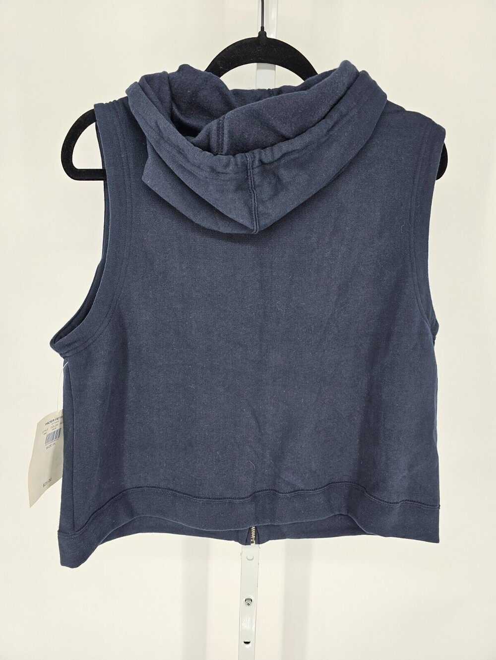 Pacer Womens Sz PL Petite Zip Up Fuzzy Vest Navy Blue Hooded NEW - Picture 4 of 4